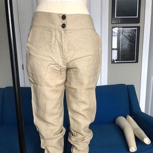 Veronica Beard cotton linen tan jogger pant summer
